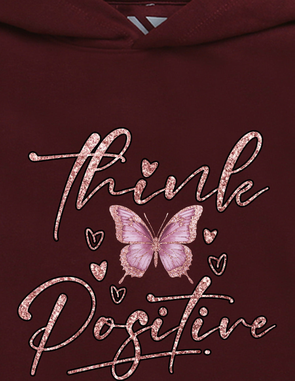 Nusyl Girl's burgundy Butterfly & Think Positive text Printed hoodie