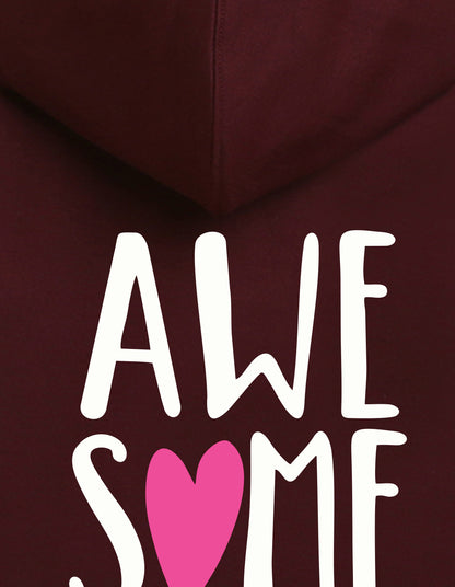 Nusyl Girl's burgundy #Awesome text Printed hoodie
