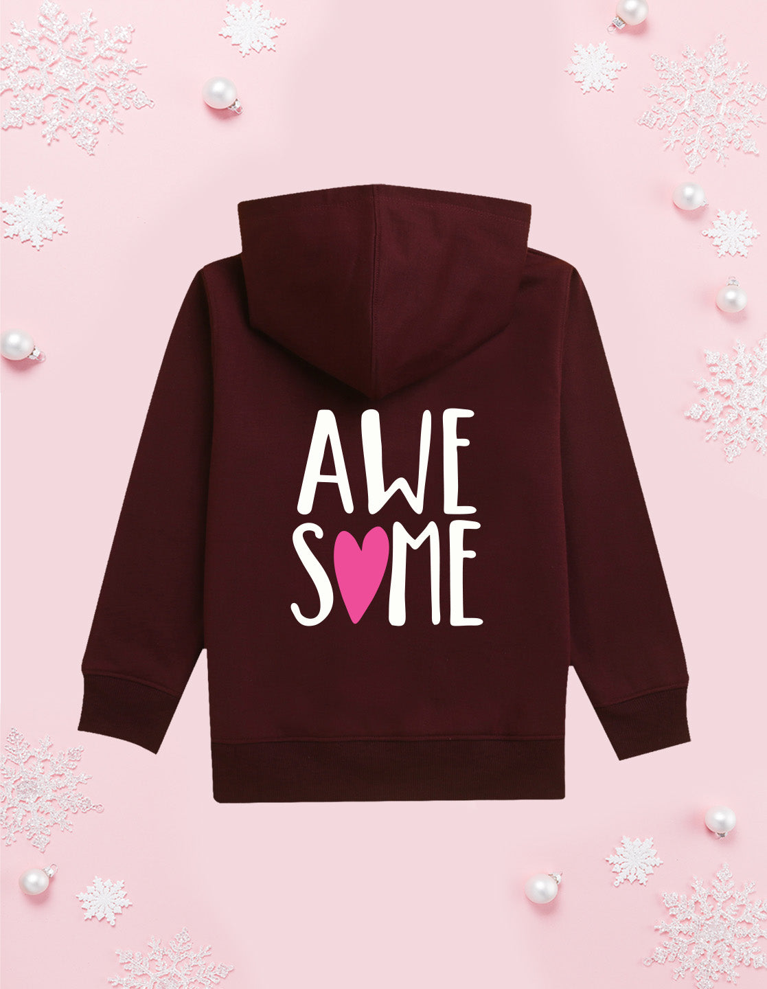 Nusyl Girl's burgundy #Awesome text Printed hoodie