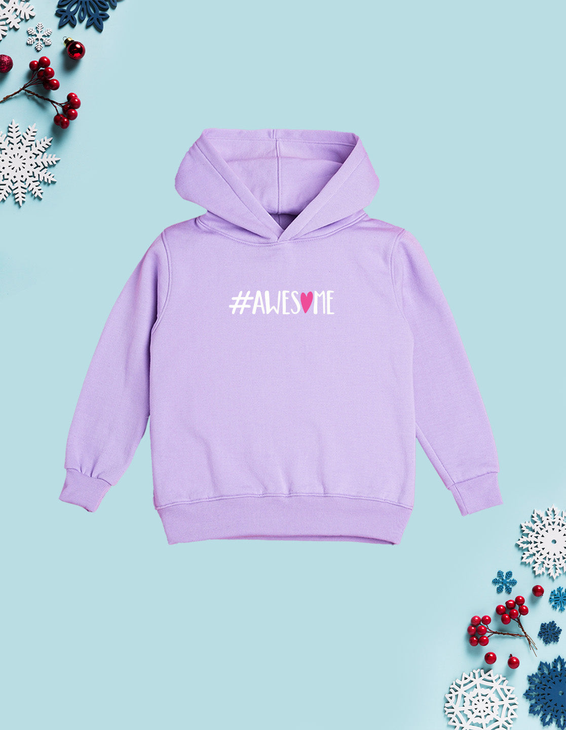 Nusyl Girl's Lilac #Awesome text Printed hoodie