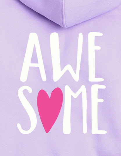 Nusyl Girl's Lilac #Awesome text Printed hoodie