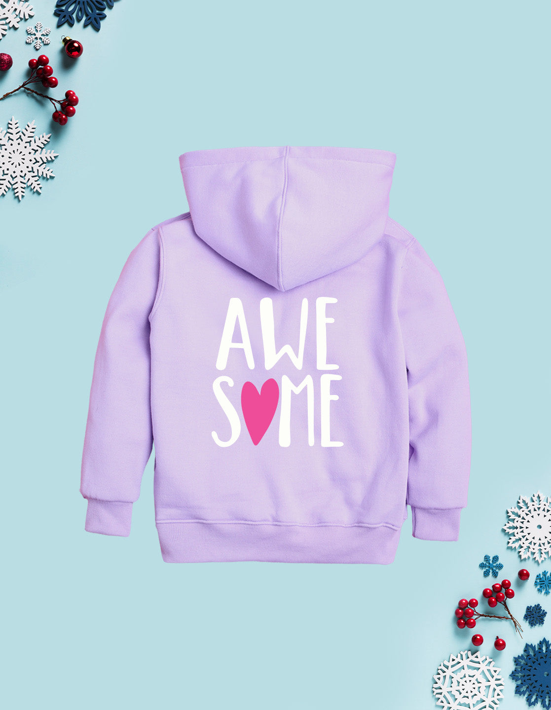 Nusyl Girl's Lilac #Awesome text Printed hoodie