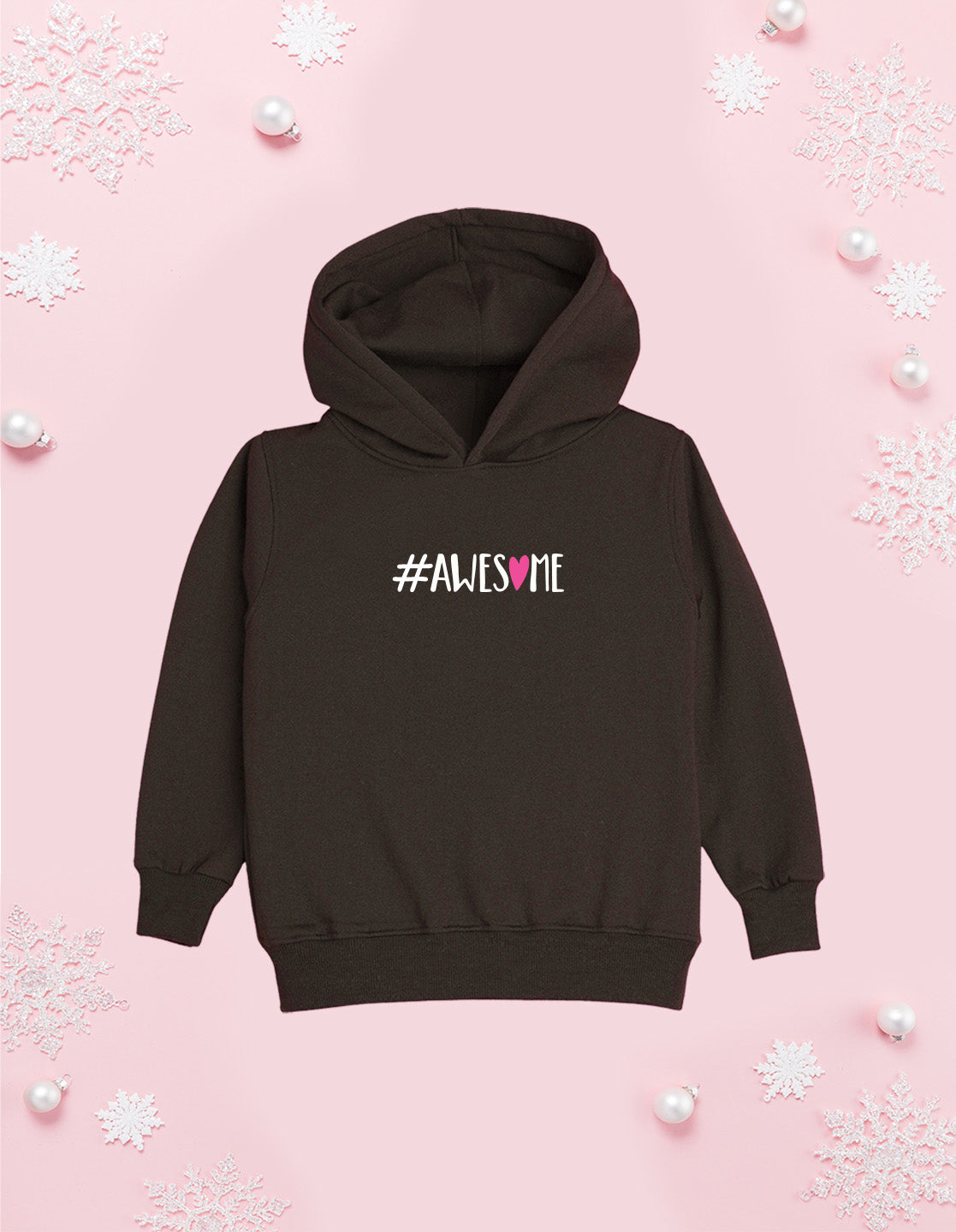 Nusyl Girl's Brown #Awesome text Printed hoodie