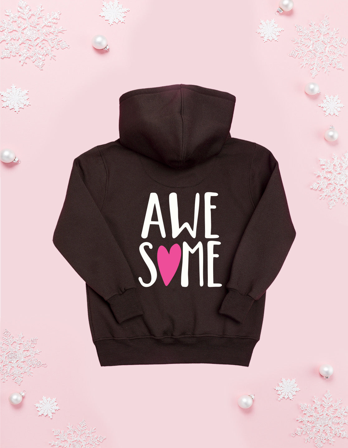 Nusyl Girl's Brown #Awesome text Printed hoodie