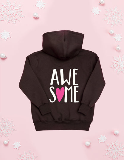 Nusyl Girl's Brown #Awesome text Printed hoodie