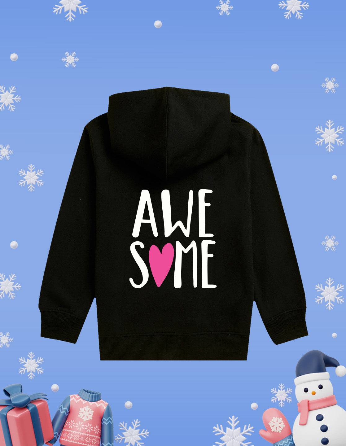 Nusyl Girl's Black #Awesome text Printed hoodie