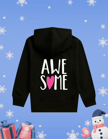 Nusyl Girl's Black #Awesome text Printed hoodie