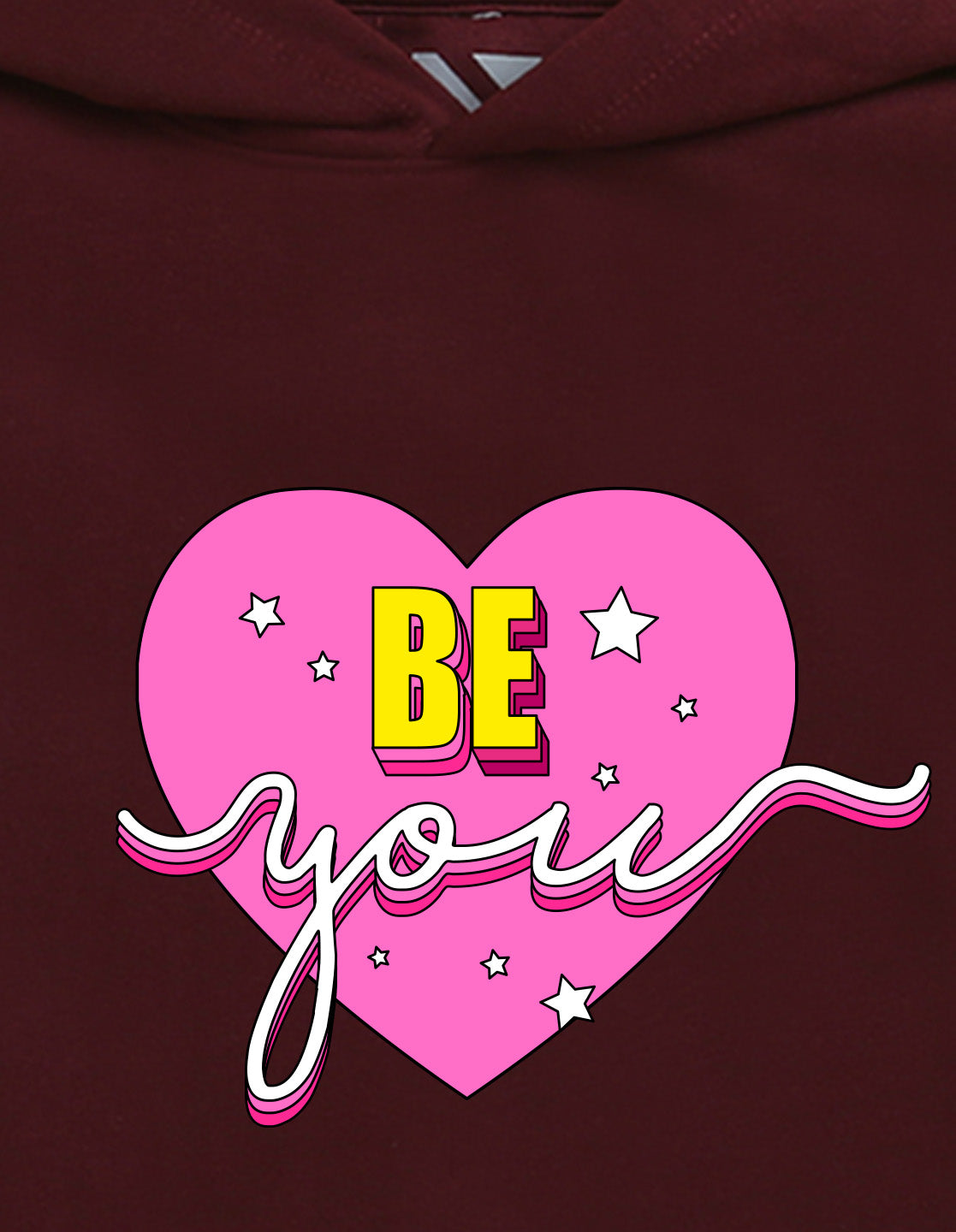 Nusyl Girl's burgundy be you text Printed hoodie