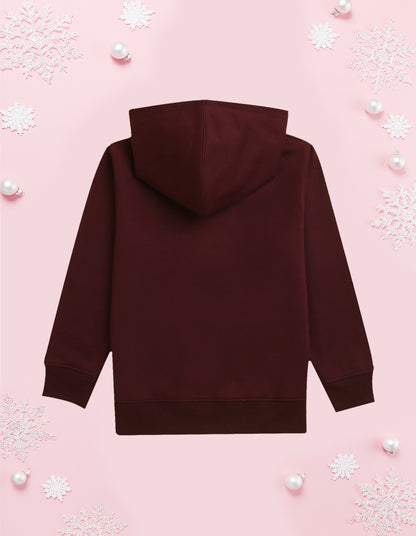 Nusyl Girl's burgundy be you text Printed hoodie