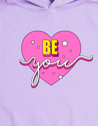 Nusyl Girl's Lilac be you text Printed hoodie