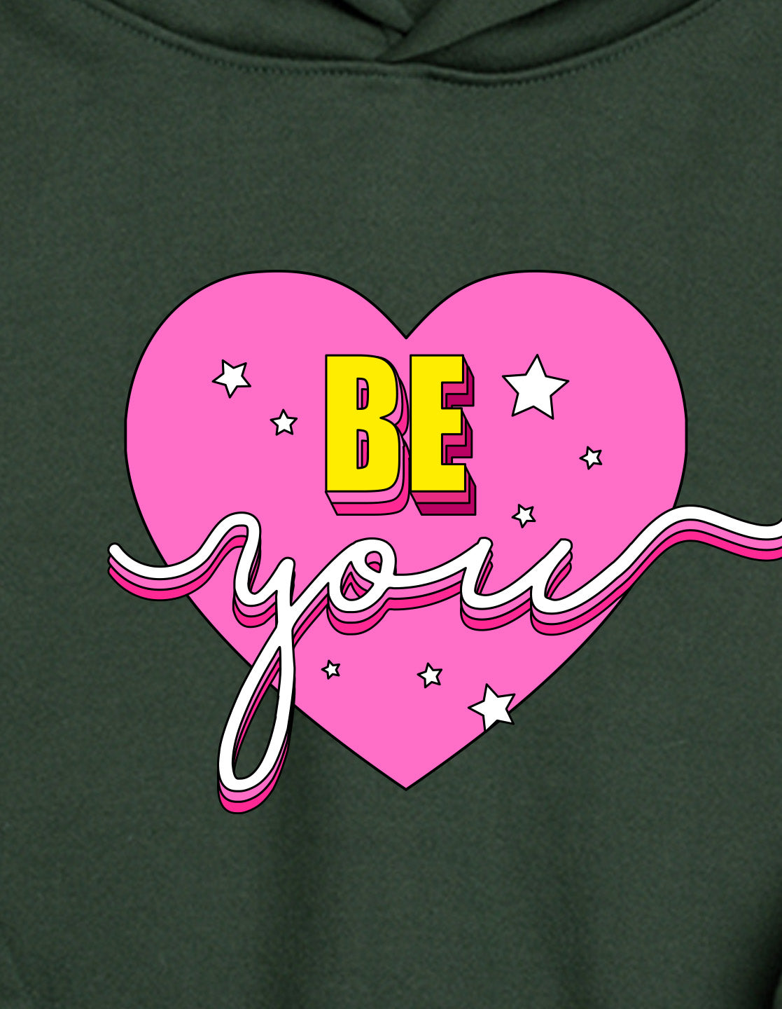 Nusyl Girl's Olive be you text Printed hoodie