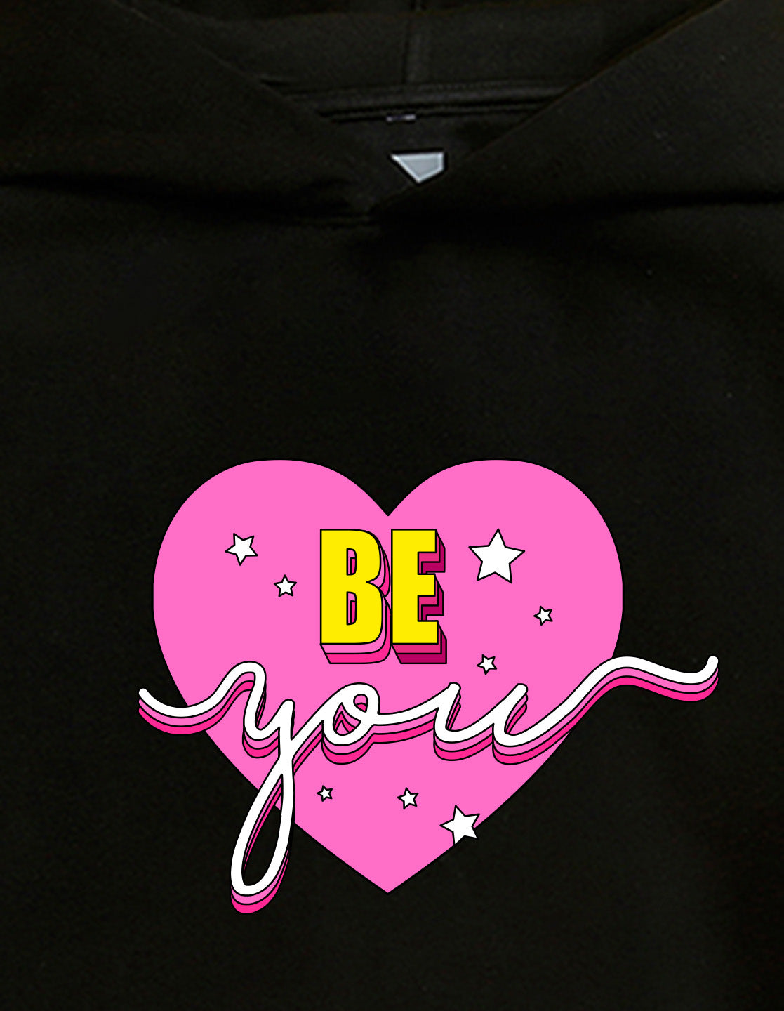 Nusyl Girl's Black be you text Printed hoodie
