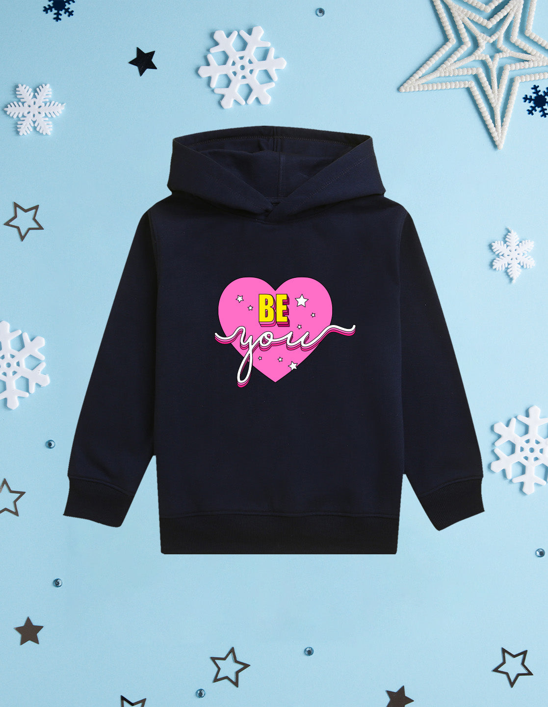 Nusyl Girl's Navy Blue be you text Printed hoodie