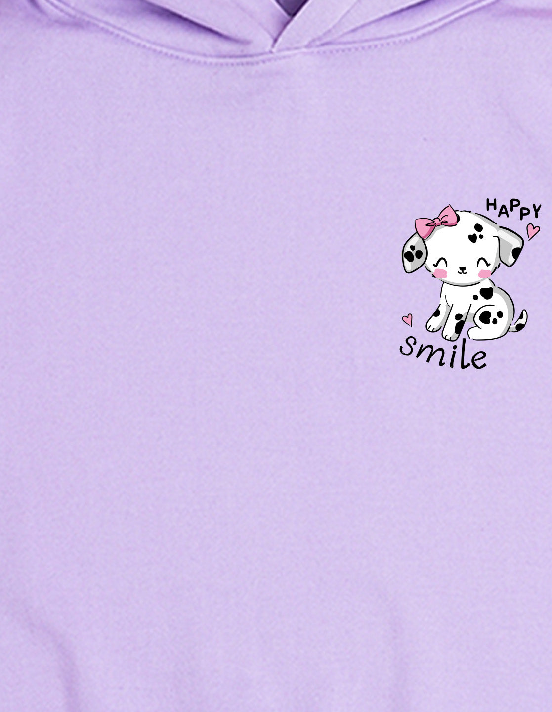 Nusyl Girl's Lilac Cute cat & happy smile text Printed hoodie