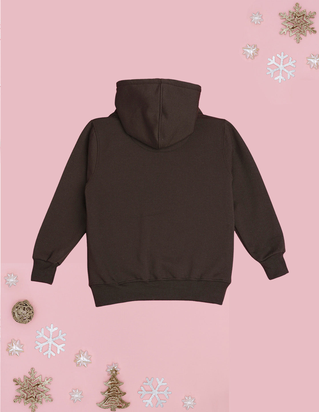 Nusyl Girl's Brown Cute cat & happy smile text Printed hoodie