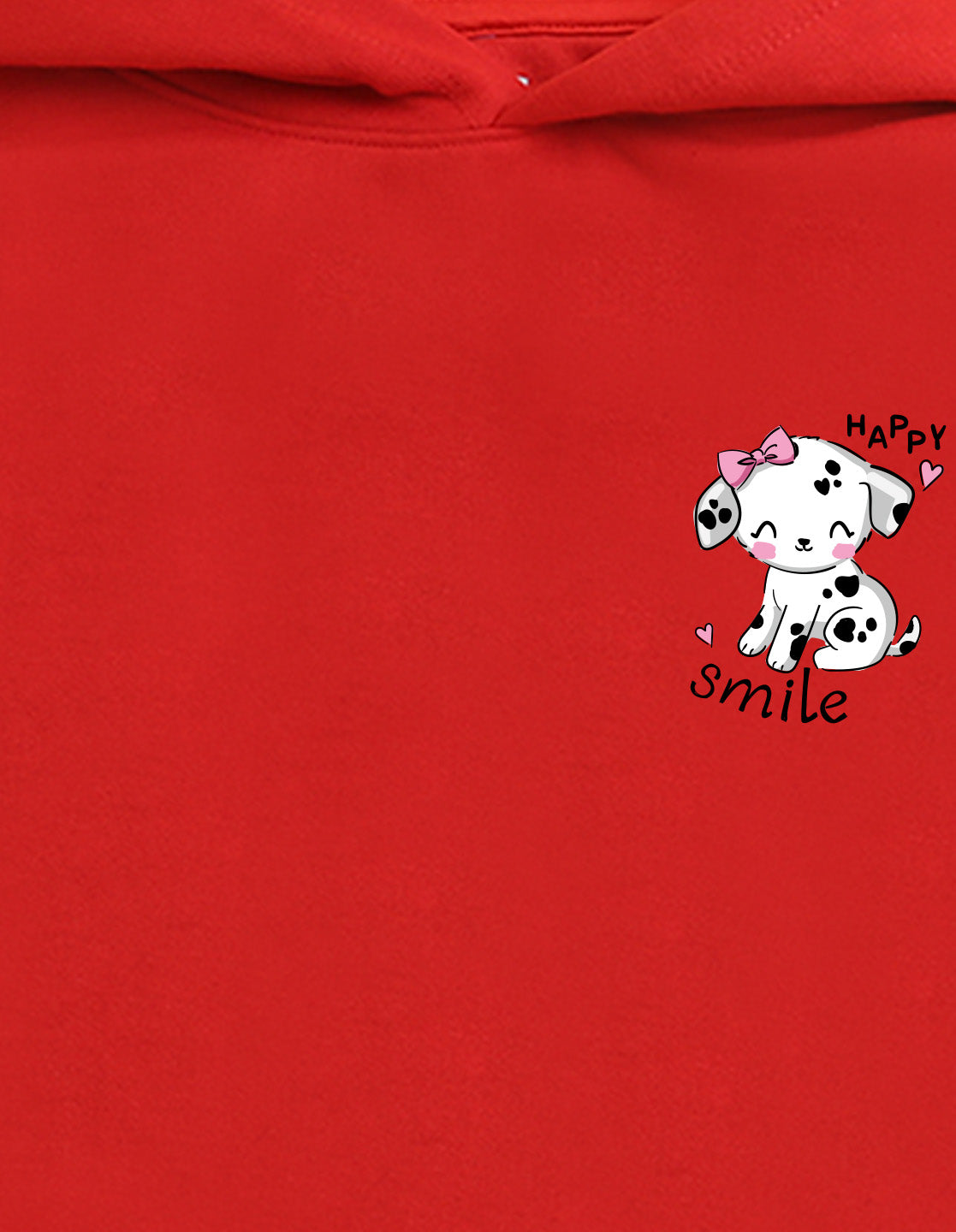 Nusyl Girl's Red Cute cat & happy smile text Printed hoodie