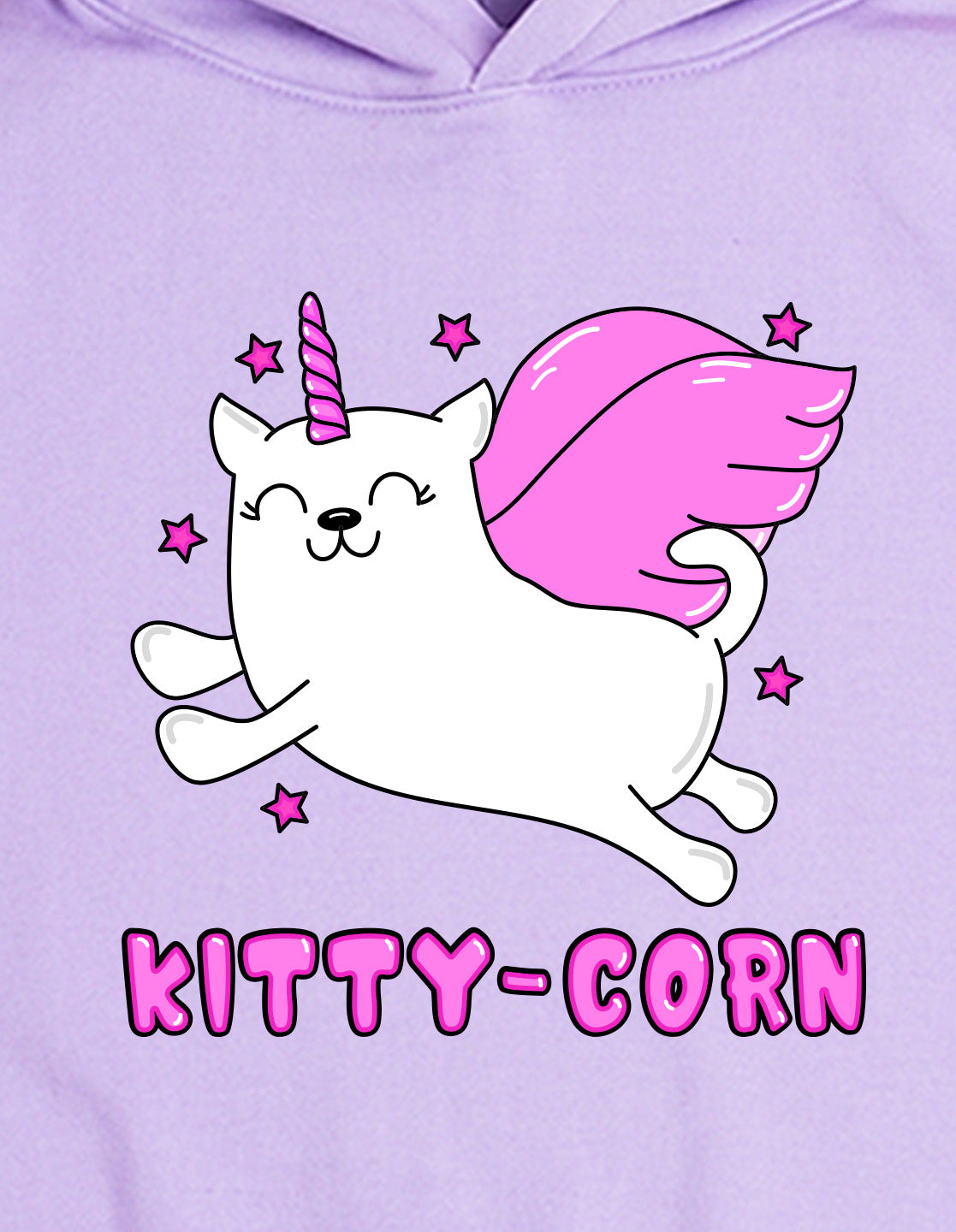 Nusyl Girl's Lilac kitty-corn text Printed hoodie