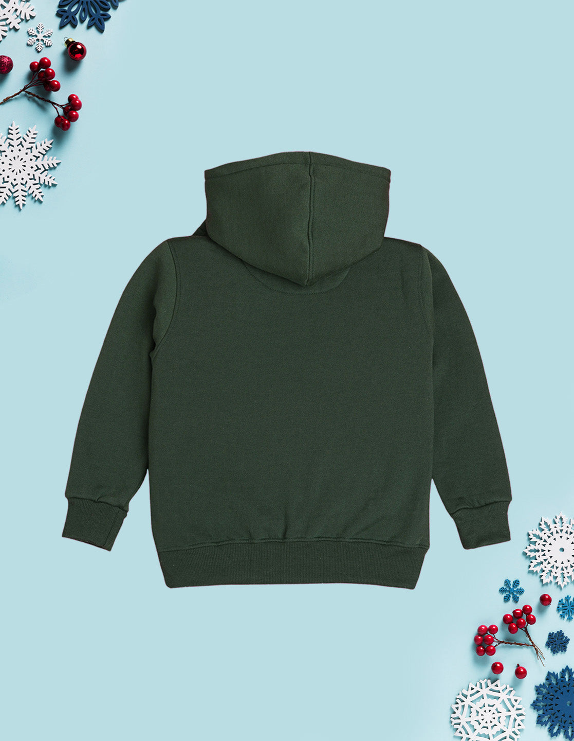 Nusyl Girl's Olive kitty-corn text Printed hoodie