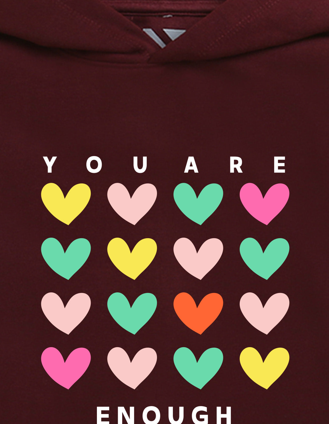 Nusyl Girl's burgundy you are enough text Printed hoodie