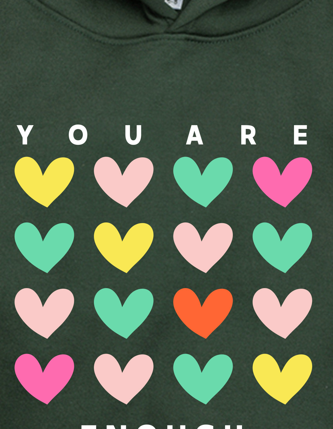 Nusyl Girl's Olive you are enough text Printed hoodie