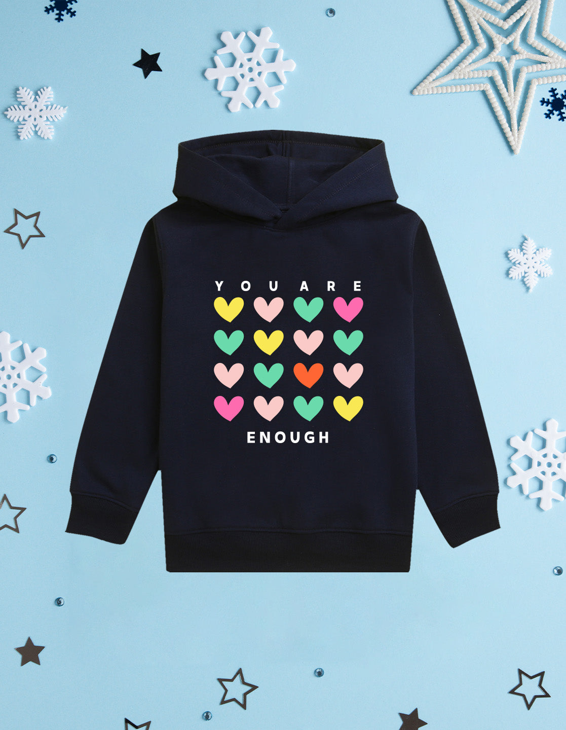 Nusyl Girl's Navy Blue you are enough text Printed hoodie