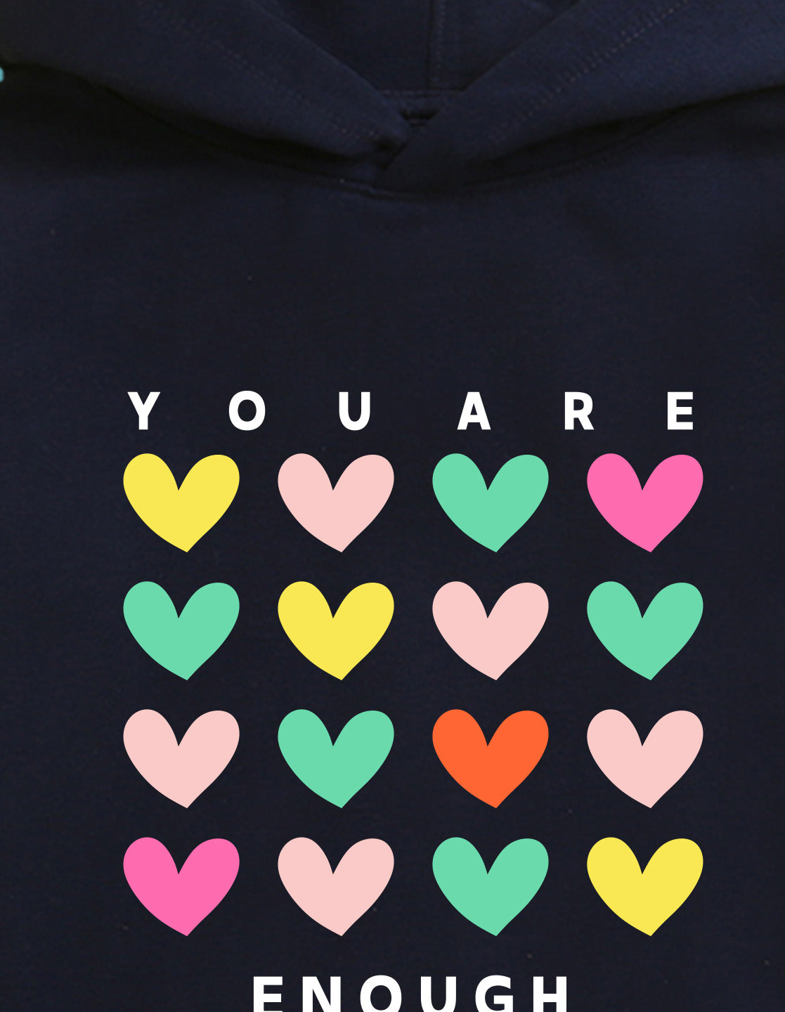 Nusyl Girl's Navy Blue you are enough text Printed hoodie