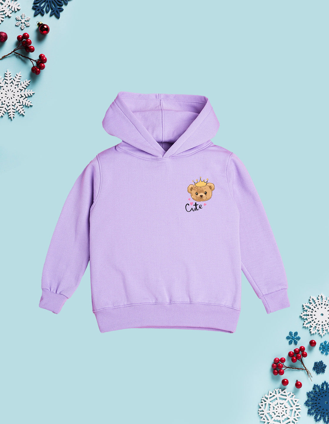 Nusyl Girl's Lilac cute text Printed hoodie