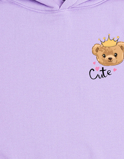 Nusyl Girl's Lilac cute text Printed hoodie