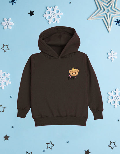 Nusyl Girl's Brown cute text Printed hoodie