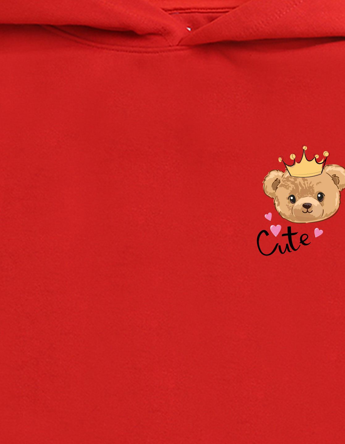 Nusyl Girl's Red cute text Printed hoodie