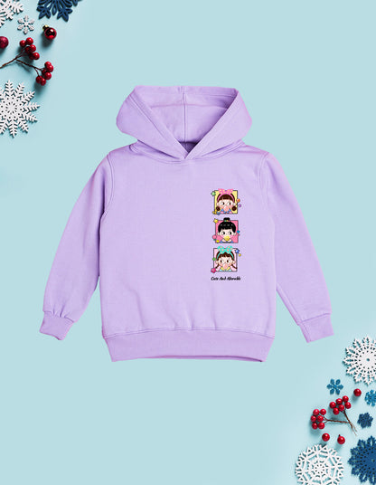 Nusyl Girl's Lilac Cute and adorable text Printed hoodie