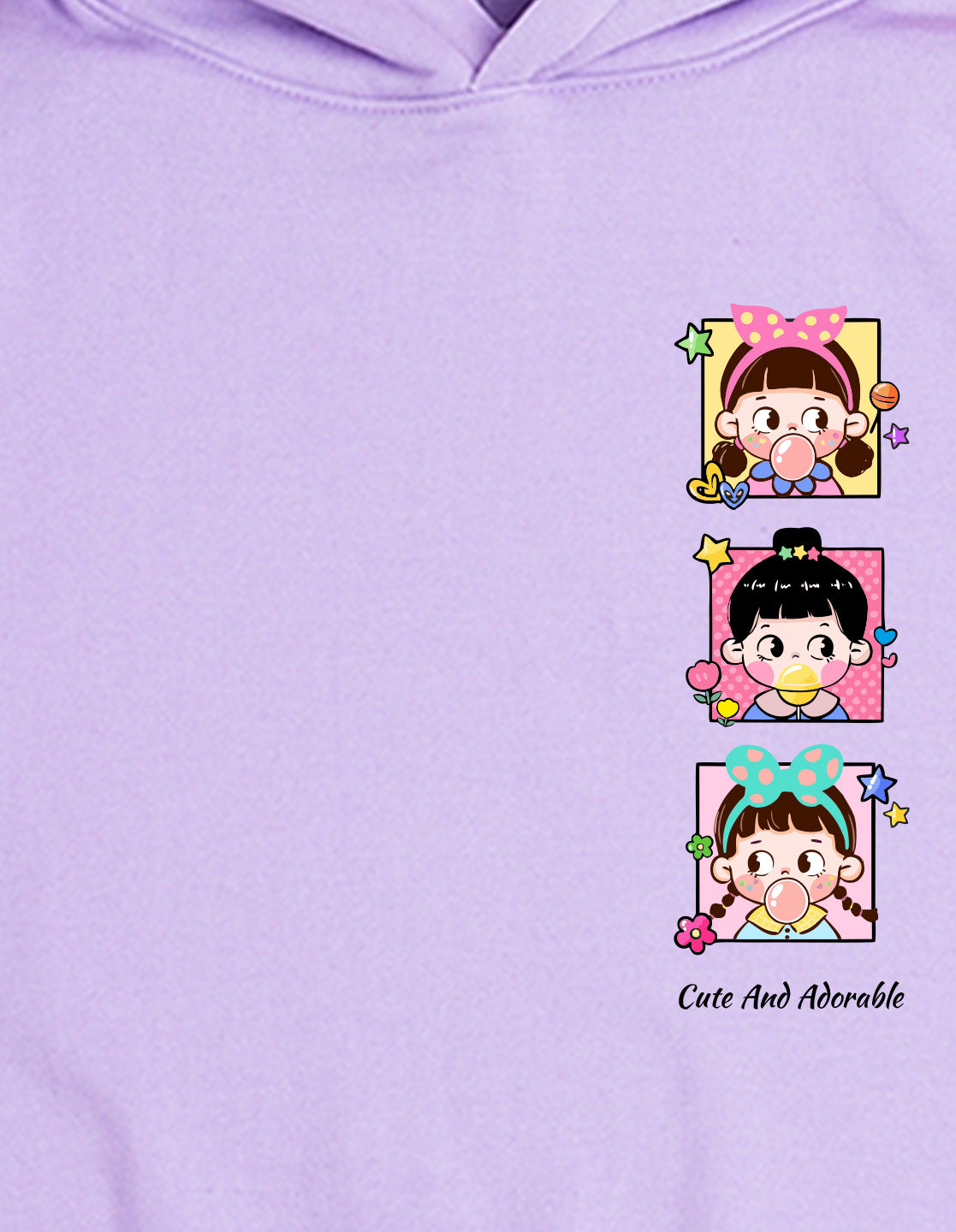 Nusyl Girl's Lilac Cute and adorable text Printed hoodie