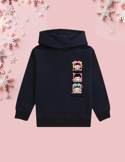 Nusyl Girl's Navy Blue Cute and adorable text Printed hoodie