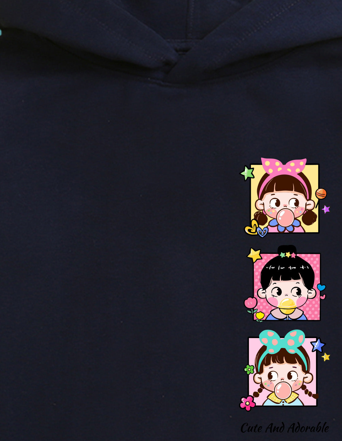 Nusyl Girl's Navy Blue Cute and adorable text Printed hoodie