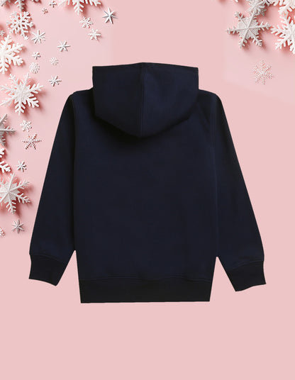 Nusyl Girl's Navy Blue Cute and adorable text Printed hoodie