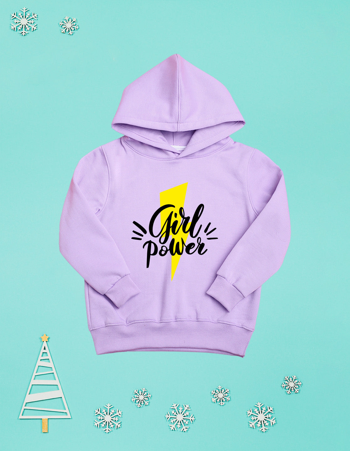 Nusyl Girl's Lilac Girl power Printed hoodie