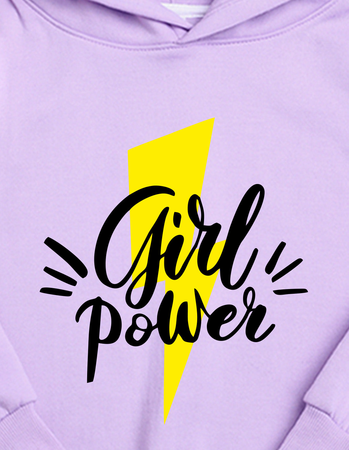 Nusyl Girl's Lilac Girl power Printed hoodie