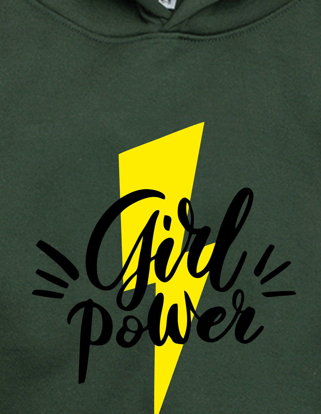 Nusyl Girl's Olive Girl power Printed hoodie