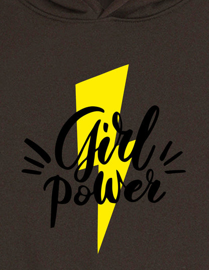 Nusyl Girl's Brown Girl power Printed hoodie