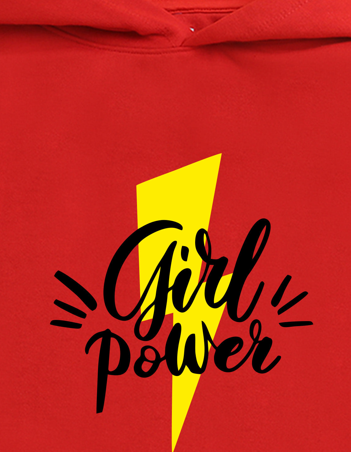 Nusyl Girl's Red Girl power Printed hoodie