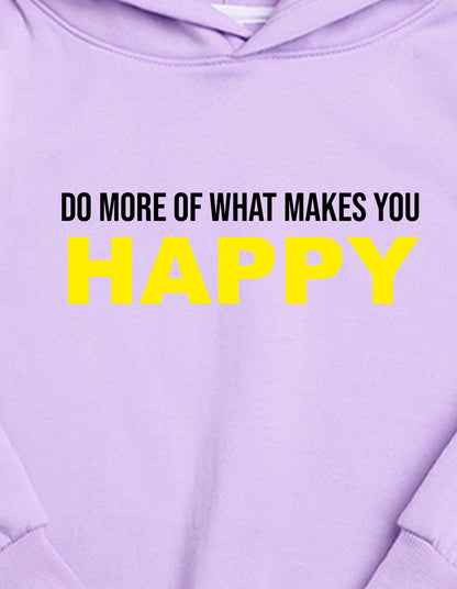 Nusyl Girl's Lilac do more of what makes you happy Printed hoodie