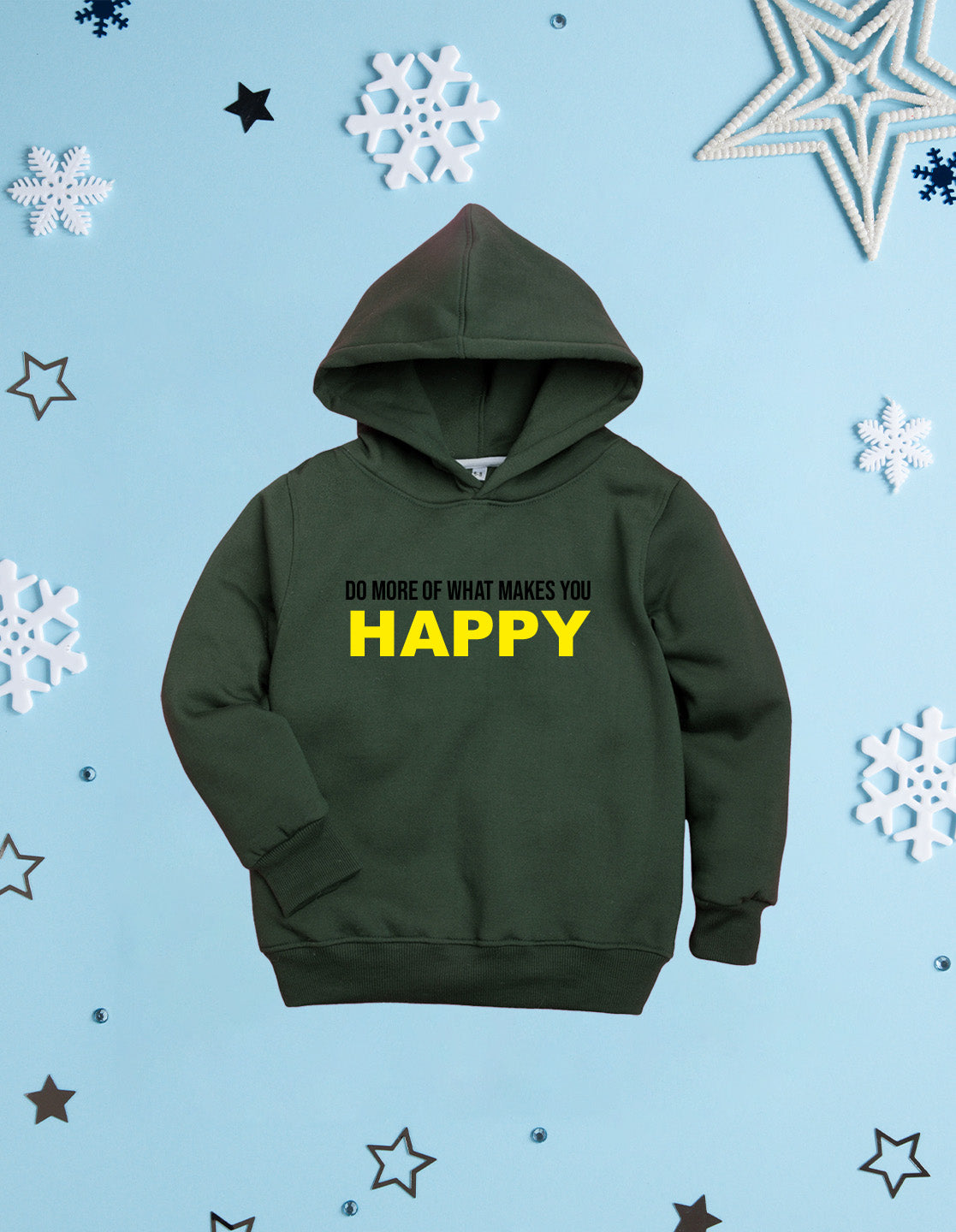 Nusyl Girl's Olive do more of what makes you happy Printed hoodie