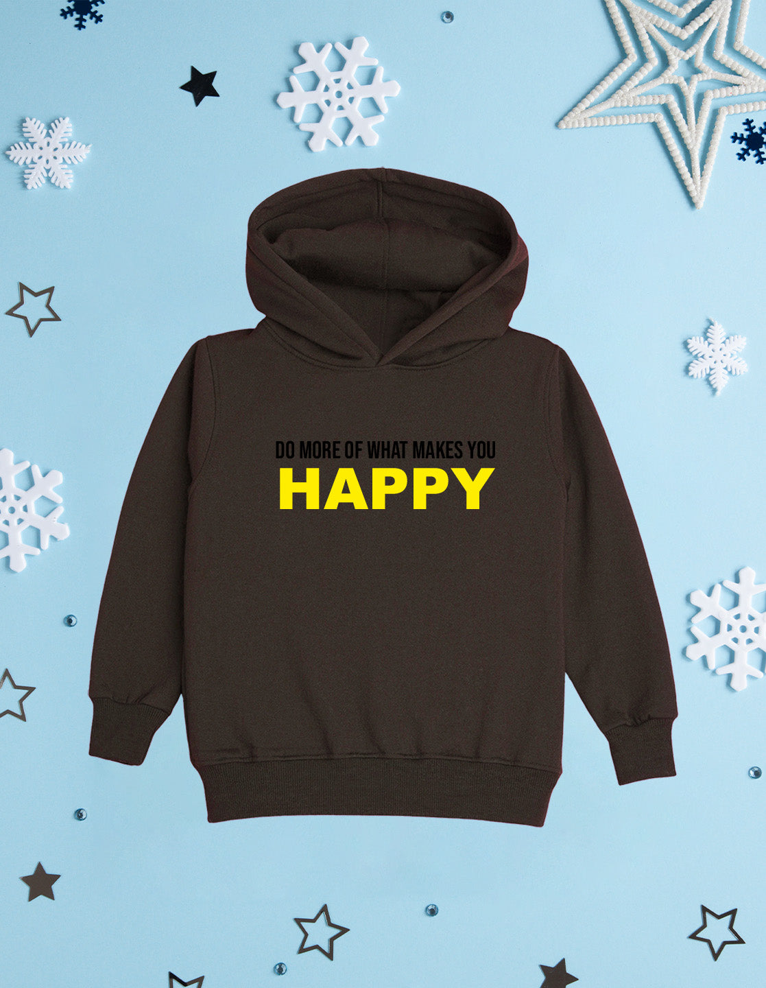 Nusyl Girl's Brown do more of what makes you happy Printed hoodie