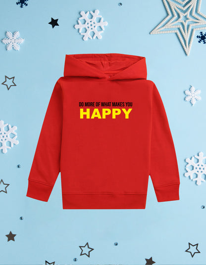 Nusyl Girl's Red do more of what makes you happy Printed hoodie