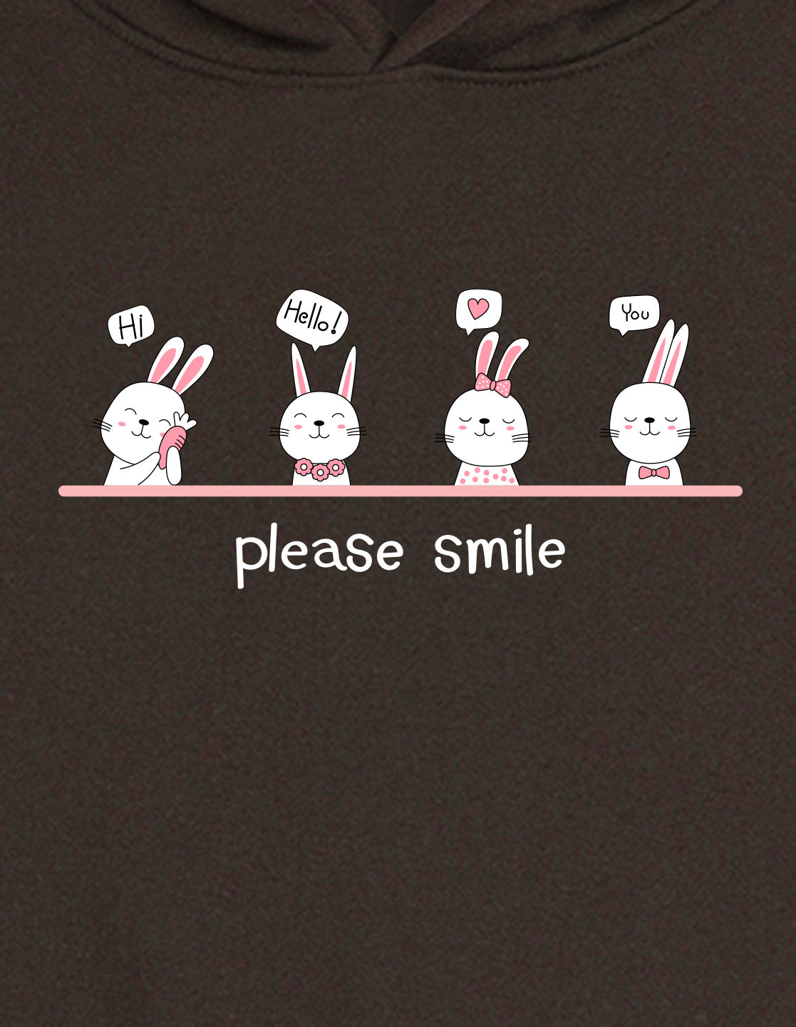 Nusyl Girl's Brown Please smile Printed hoodie