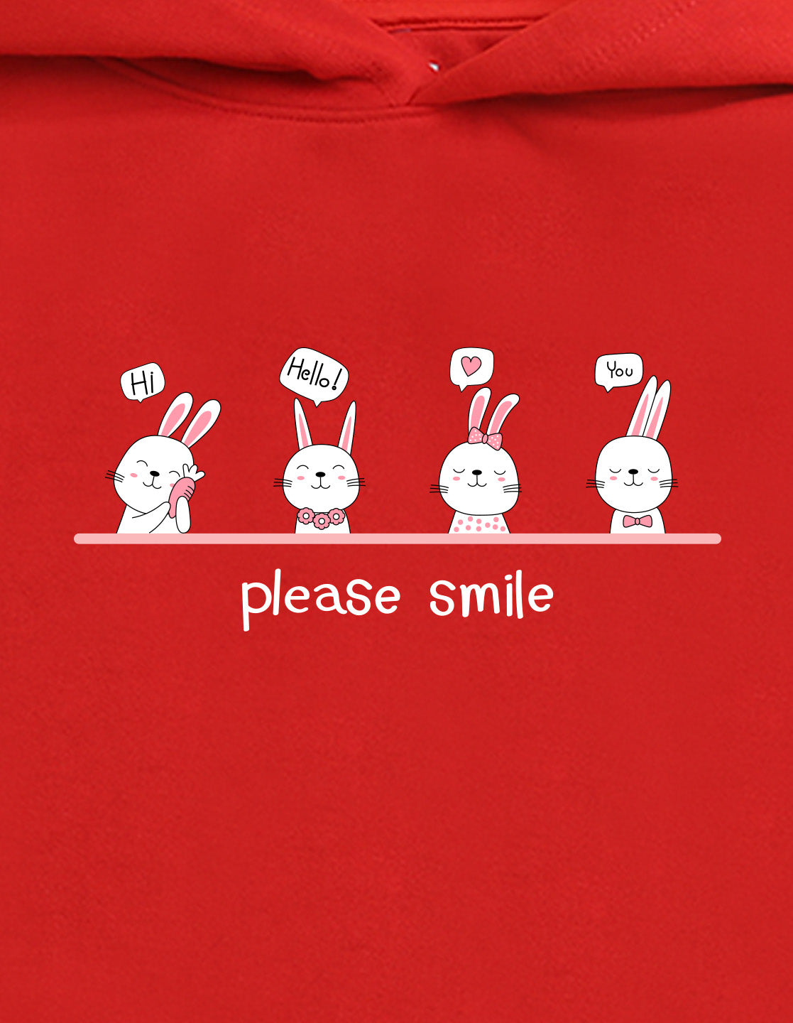 Nusyl Girl's Red Please smile Printed hoodie