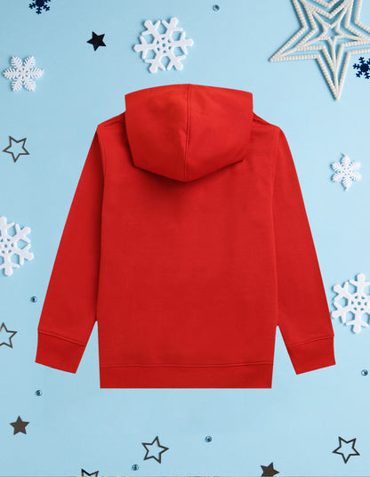 Nusyl Girl's Red Please smile Printed hoodie