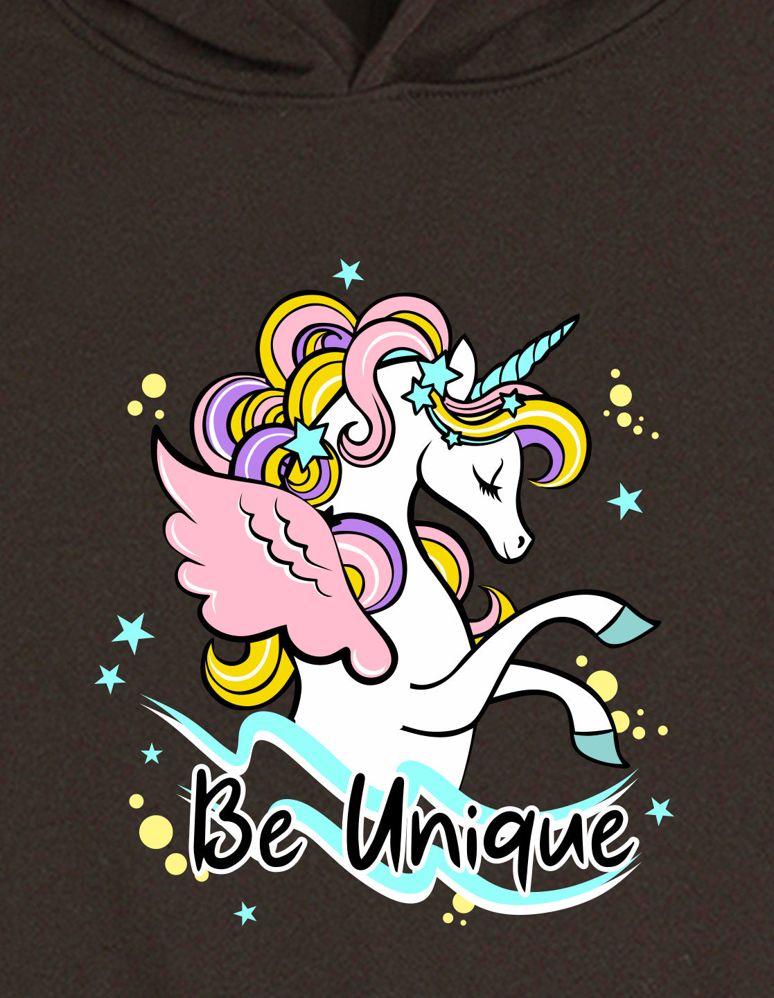 Nusyl Girl's Brown unicorn & be unique text Printed hoodie