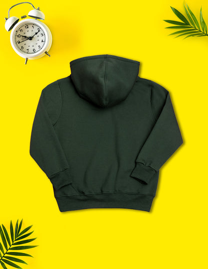 Nusyl Boy's Olive Dinosaur & text Printed Hoodie