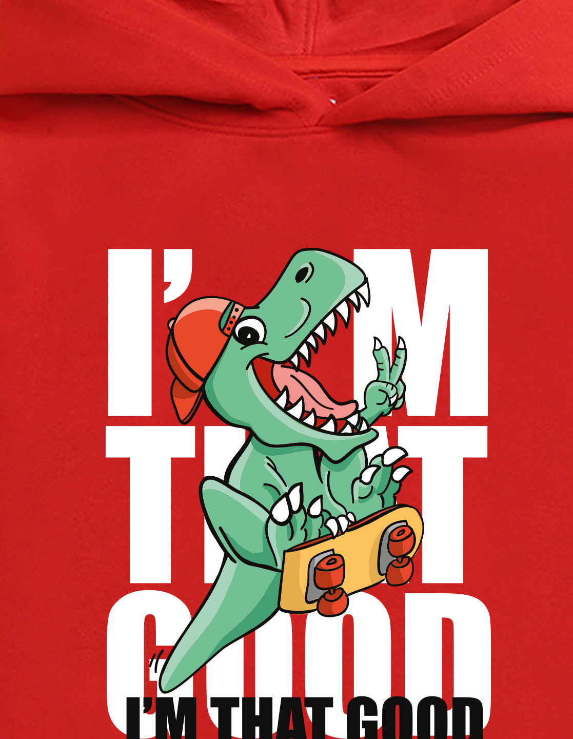 Nusyl Boy's Red Dinosaur & text Printed Hoodie